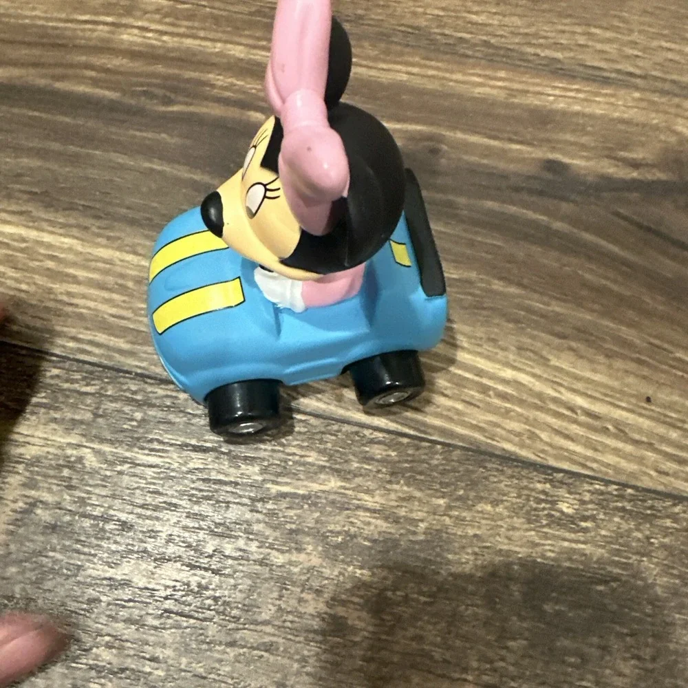 Disney Parks Minnie Mouse Rolling Toy Car Plastic Small Blue 3.25